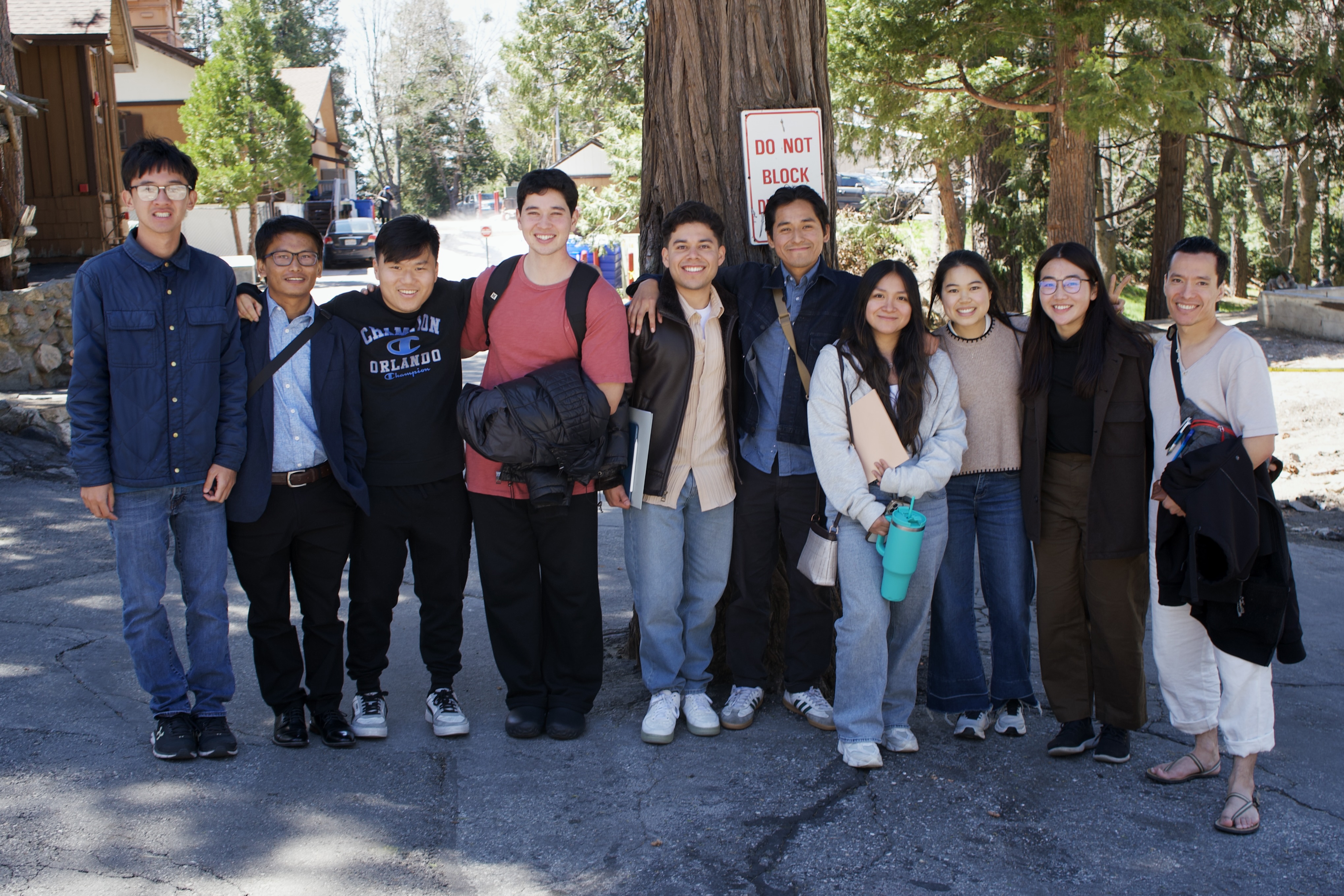 Young adults at winter retreat in the mountains